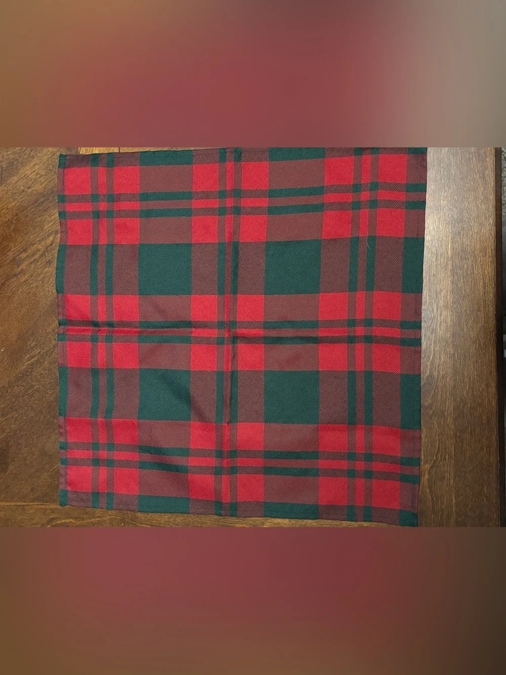 4 Classic Red and Green Plaid Table Napkins - Holiday Dining Set